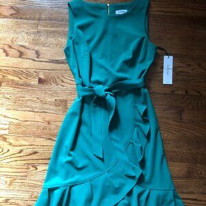 Green faux wrap dress